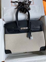 Hermes Birkin 25 Ecru Gold Toile Canvas HM45H2 Size 25x19x12cm - 3