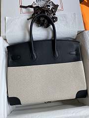 Hermes Birkin 25 Ecru Gold Toile Canvas HM45H2 Size 25x19x12cm - 5
