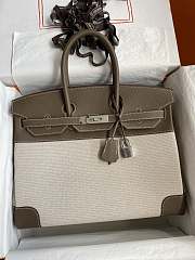 Hermes Birkin 25 Ecru Gold Toile Canvas HM45H3 Size 25x19x12cm - 1