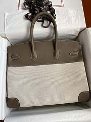 Hermes Birkin 25 Ecru Gold Toile Canvas HM45H3 Size 25x19x12cm - 2