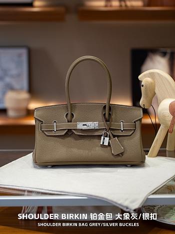 Hermes Birkin 30 Evercolor Palladium Etoupe H3251 Size 30×22×16cm