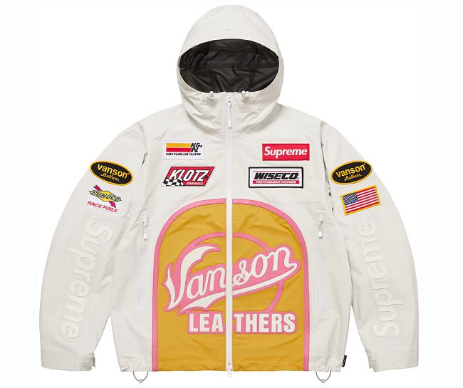 Supreme Vanson Leathers Shell Jacket White - 1