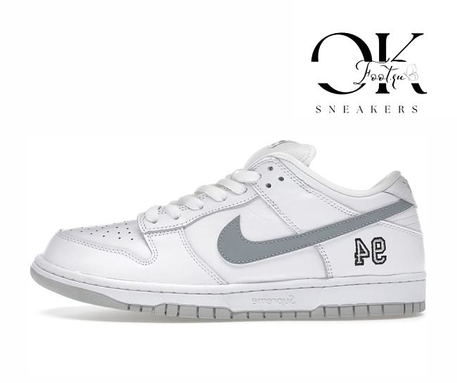 Nike SB Dunk Low Supreme 94 White Metallic Silver HQ8487-100 - 1