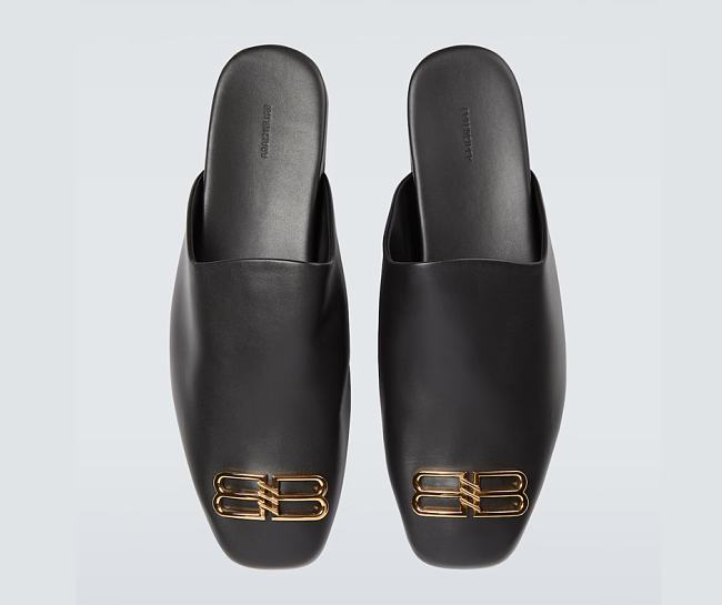 Balenciaga Cosy BB Black Leather Slippers - 1