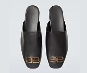Balenciaga Cosy BB Black Leather Slippers - 1