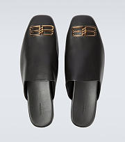 Balenciaga Cosy BB Black Leather Slippers - 3