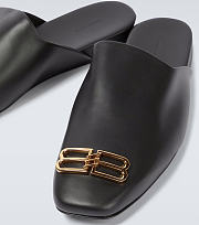 Balenciaga Cosy BB Black Leather Slippers - 2