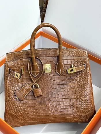Hermes 25 Alligator Sapphire H66301 Size 25cm