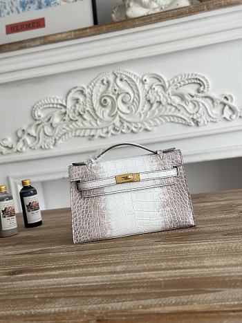 Hermès Kelly Pochette Crocodile HM089 Size 21x12x6cm