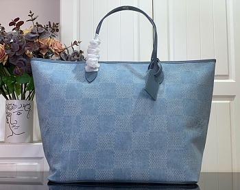 LV Neverfull Denim Blue LV3218 Size 60x38x23cm