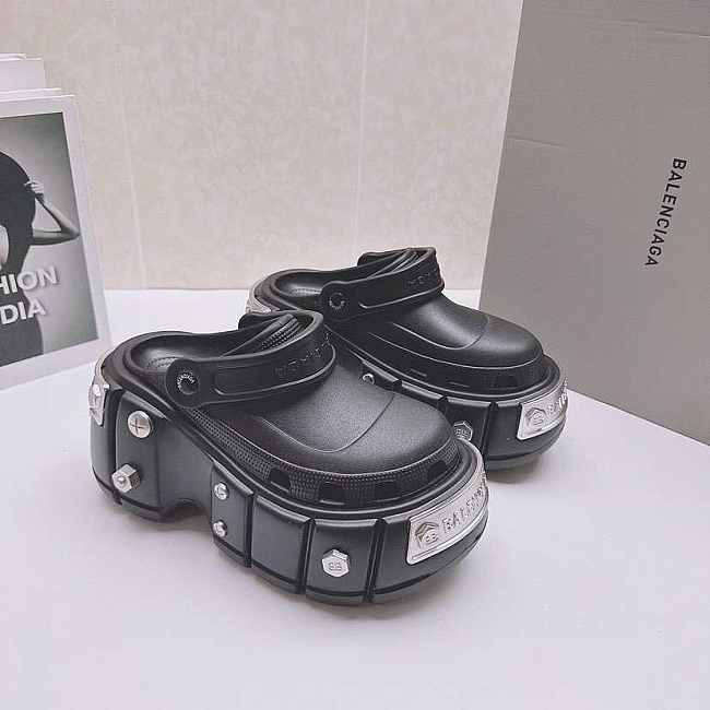 Balenciaga Crocs Mule 'Black Rubber' Sandals - 1