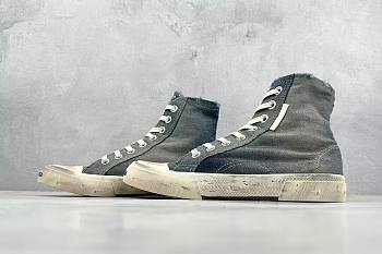 Balenciaga Blue Denim Paris High Top Sneakers 