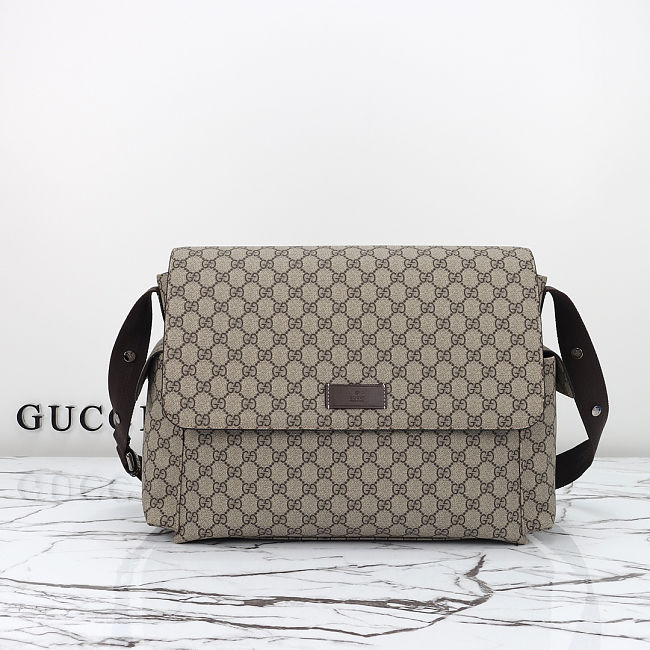 Gucci Diaper Bag Crossbody GG Supreme Brown 211131 KGDIG 8588 W44cm x H28cm x D14cm - 1