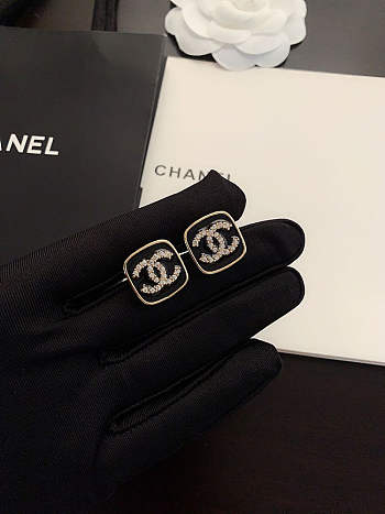 Chanel CC Logo Amphibole Earrings Black/Champagne Gold/Crystal lABH451